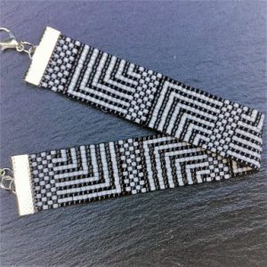 Miyuki armband zwart/wit geometrisch