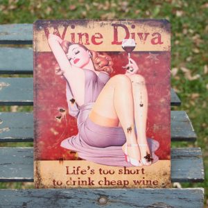 Tinnen plaat Wine diva