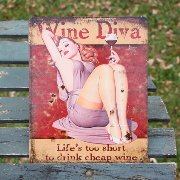 Tinnen plaat Wine diva