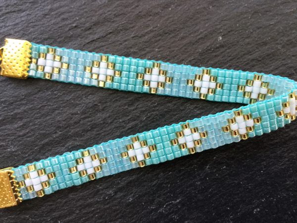 Blauw/groene Miyuki armband - Afbeelding 2