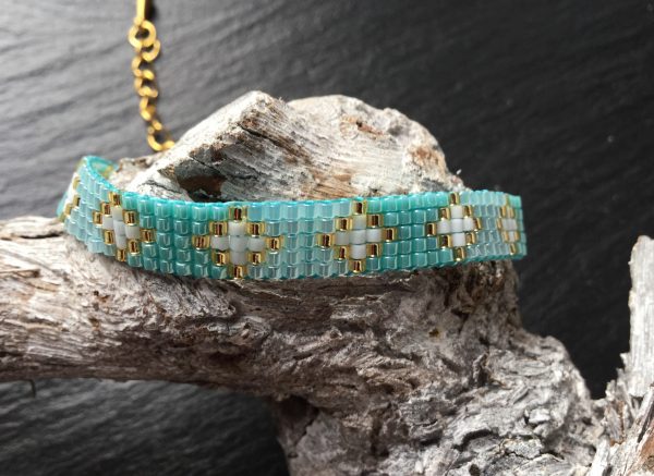 Blauw/groene Miyuki armband