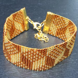 Miyuki armband kubus goud/bruin