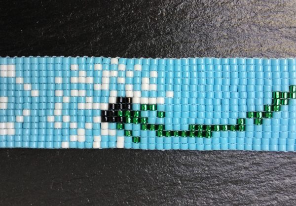 Miyuki armband in blauw wit en groen blaasbloem - Afbeelding 2