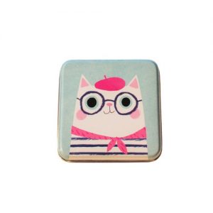 Planet Cat kleine vierkante blikken doos blauw