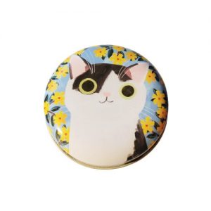 Planet Cat kleine ronde blikken doos zwart/wit