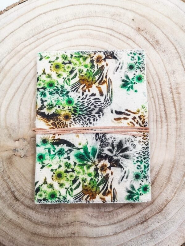 Canvas notitieboek met bloemen (handgeschept papier)
