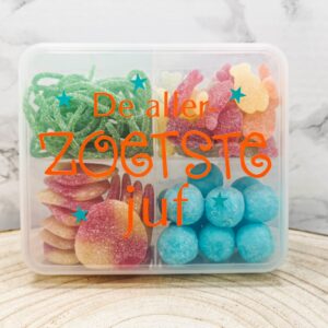 Einde schooljaar cadeau juf De allerzoetste juf snoepdoos