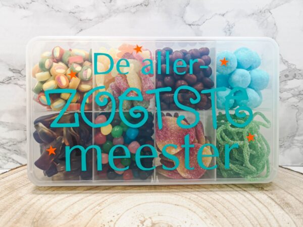 Einde schooljaar cadeau juf De allerzoetste meester snoepdoos