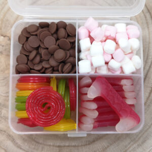 Kies en mix 4-vaks snoepdoos inhoud