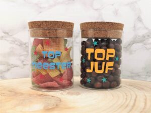 Einde schooljaar cadeau top juf meester snoeppot