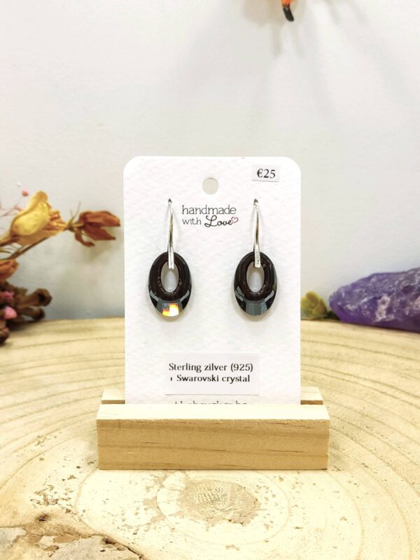 Swarovski kristallen schijf oorhangers (zwart)