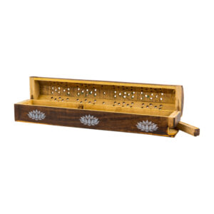 Houten wierookdoos lotus