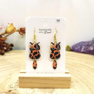 Oorhangers lapjeskat oranje en zwart