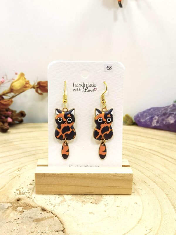 Oorhangers lapjeskat oranje en zwart