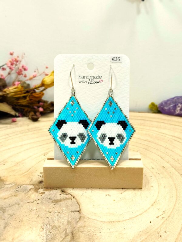 Ruitvormige oorhangers panda