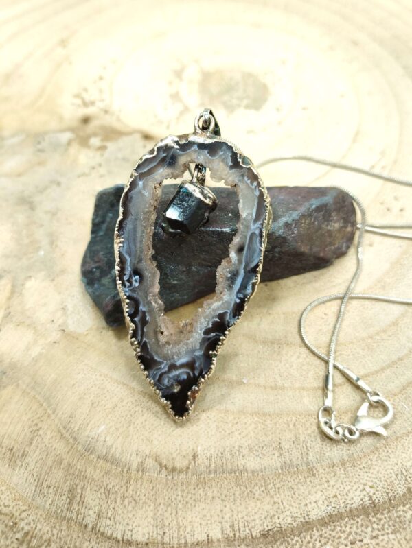 Agaat en toermalijn halsketting (sterling zilver 925)