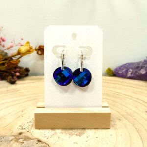 Blauwe ronde Swarovski oorhangers