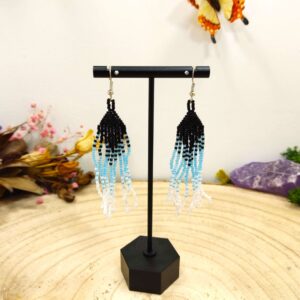 Zwart-blauwe Miyuki frengels oorhangers