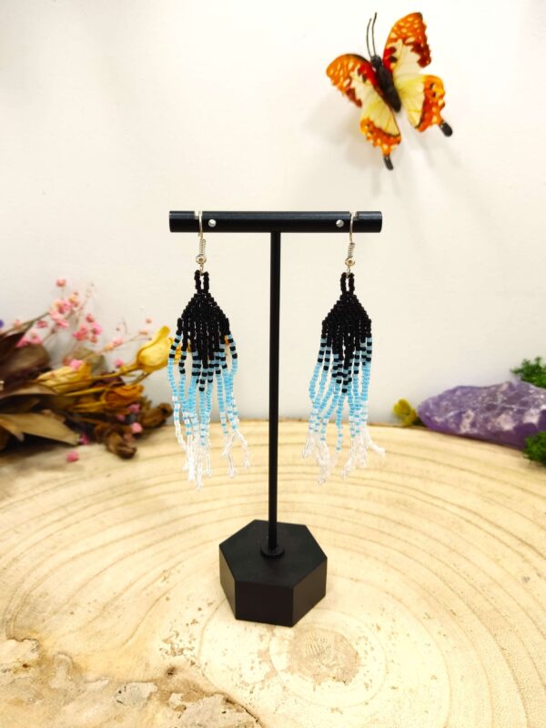 Zwart-blauwe Miyuki frengels oorhangers