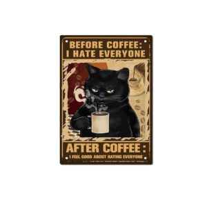 Metalen plaat Before coffee, After coffee